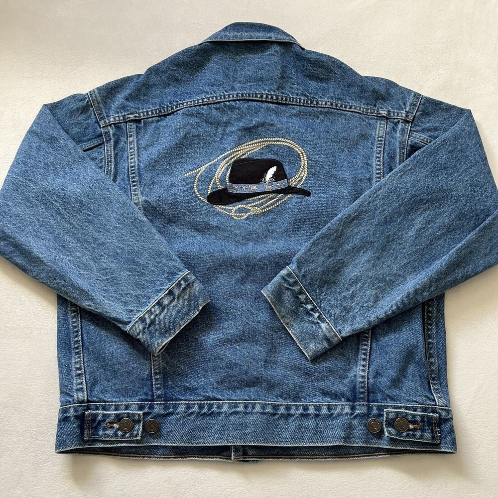 Vintage Men’s International Denim Cowboy Hat Embroidered Jacket Western